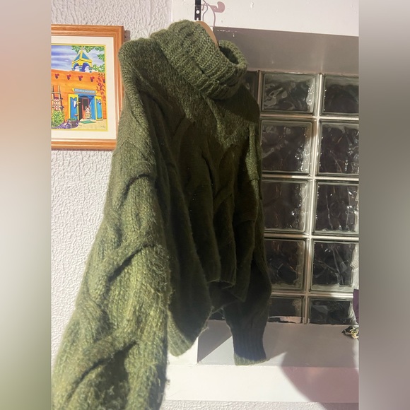 Madewell Wool Blend Somervell Modern Cable Knit Green Sweater Size X Small - Picture 3 of 6